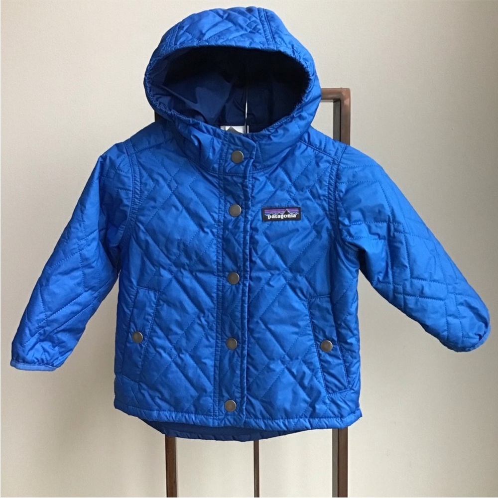 Patagonia unisex reversible diamond quilt hoody jacket snaps pockets